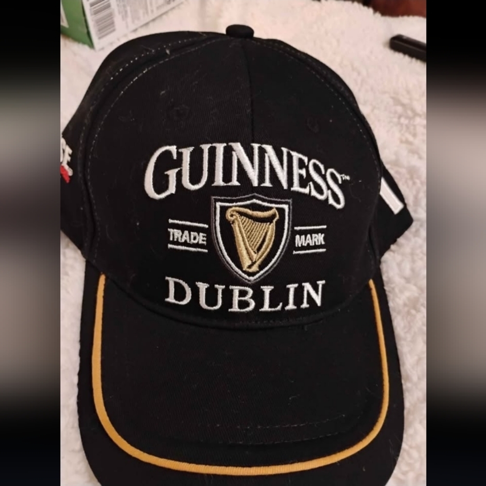 Guinness Beer Hat Cap Adjustable, Black White Hat